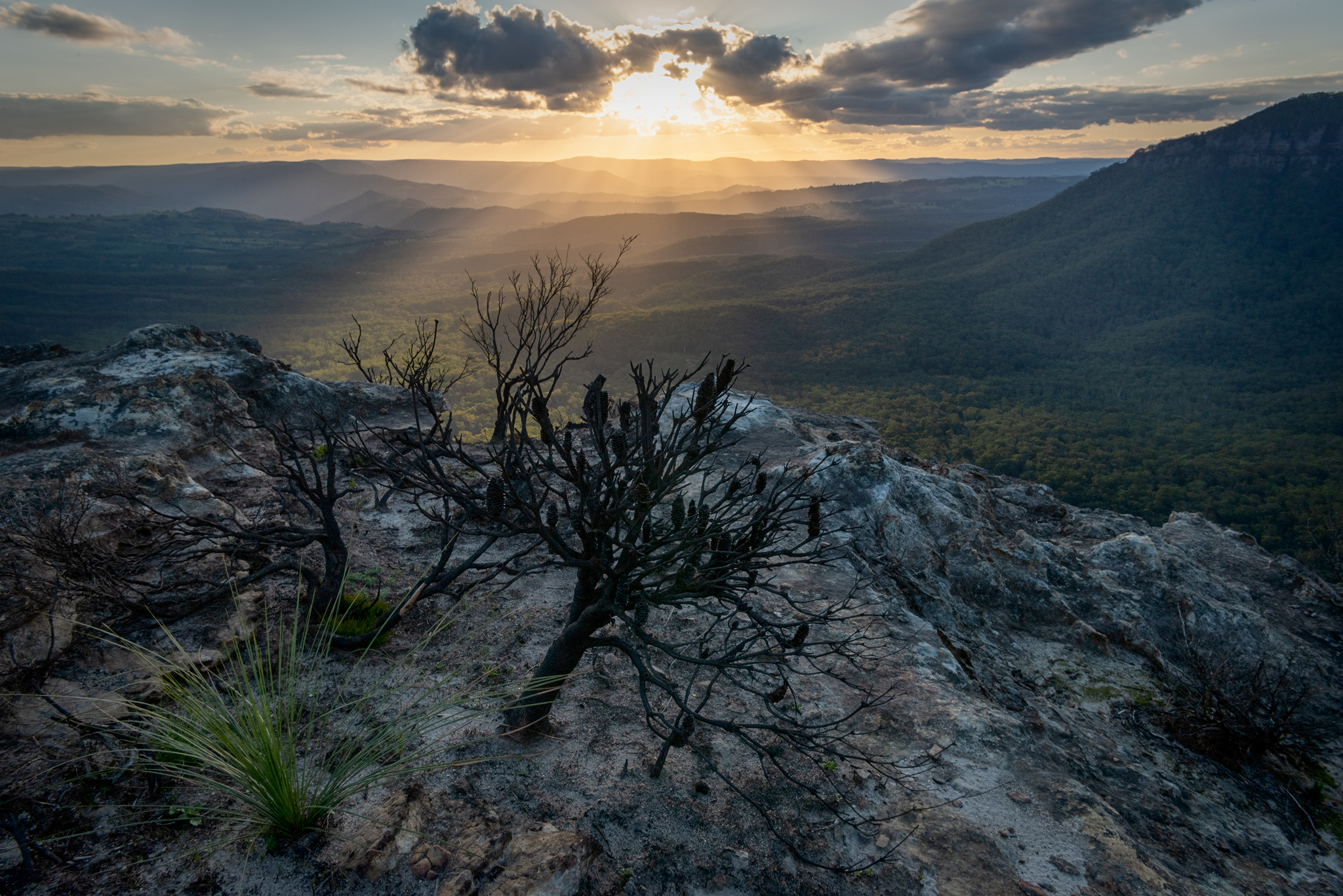 Looking west over megalong valley on sunset